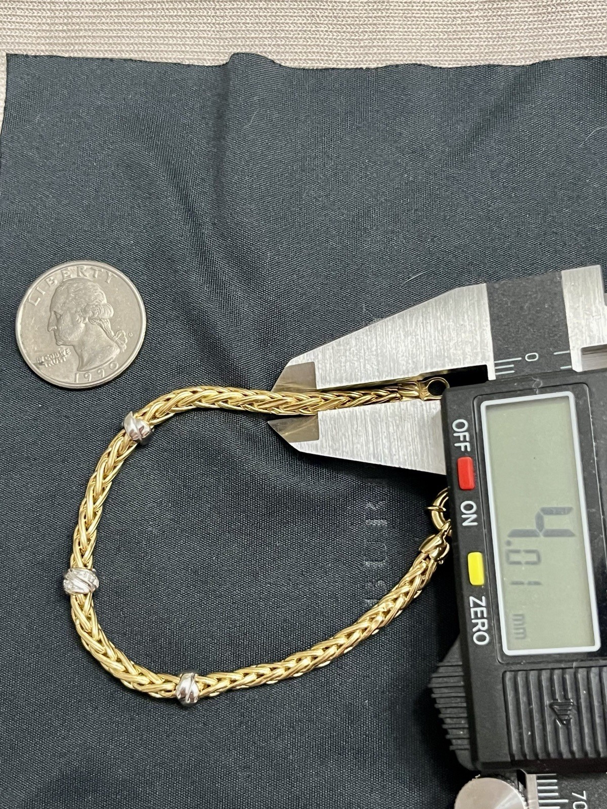 14k Solid Gold Wheat Link Bracelet - image 4