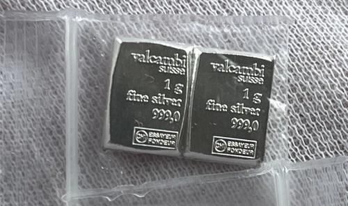 🇨🇭2 x 1g Valcambi Silver CombiBar 999 Fine Silver Bars Fractional Bullion