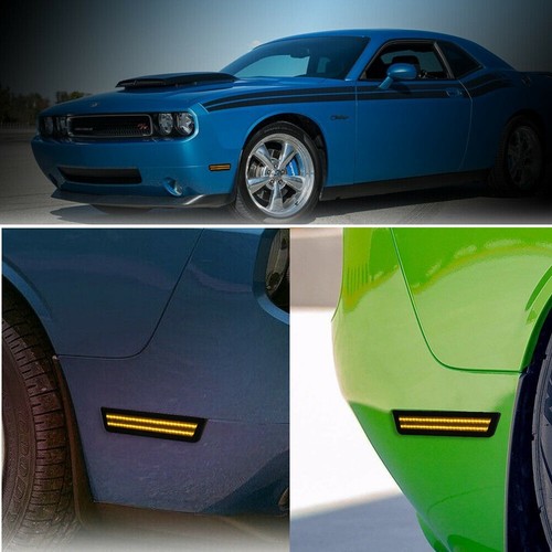 2X Lente de humo LED Luz de marcado lateral para Dodge Challenger 2008-2014 Ámbar delantero - Imagen 2 de 5