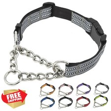 Martingale Dog Collar Gray S Reflective Nylon Chain Small