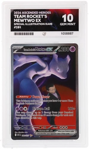 Pokémon Team Rocket’s Mewtwo Ex SIR Ascended Heroes 281/217 ACE 10 Perfect Subs