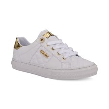 Women's GUESS Loven Low Profile Lace-Up Sneakers White Quilted