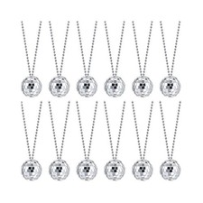 12 Piece Mirror Disco Ball Necklaces 70s Party Costume Accessories