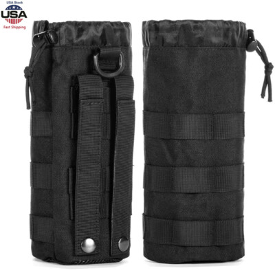 Shappy 3-Pack Tactical Water Bottle Pouches - MOLLE Compatible Drawstring Bags For Outdoor Sports