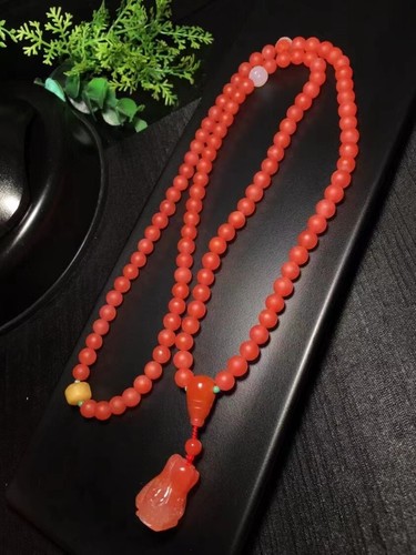 South Red Agate (Nanhong) Chinese Agate Persimmon RedMulti turn Bracelet108 - Picture 4 of 6