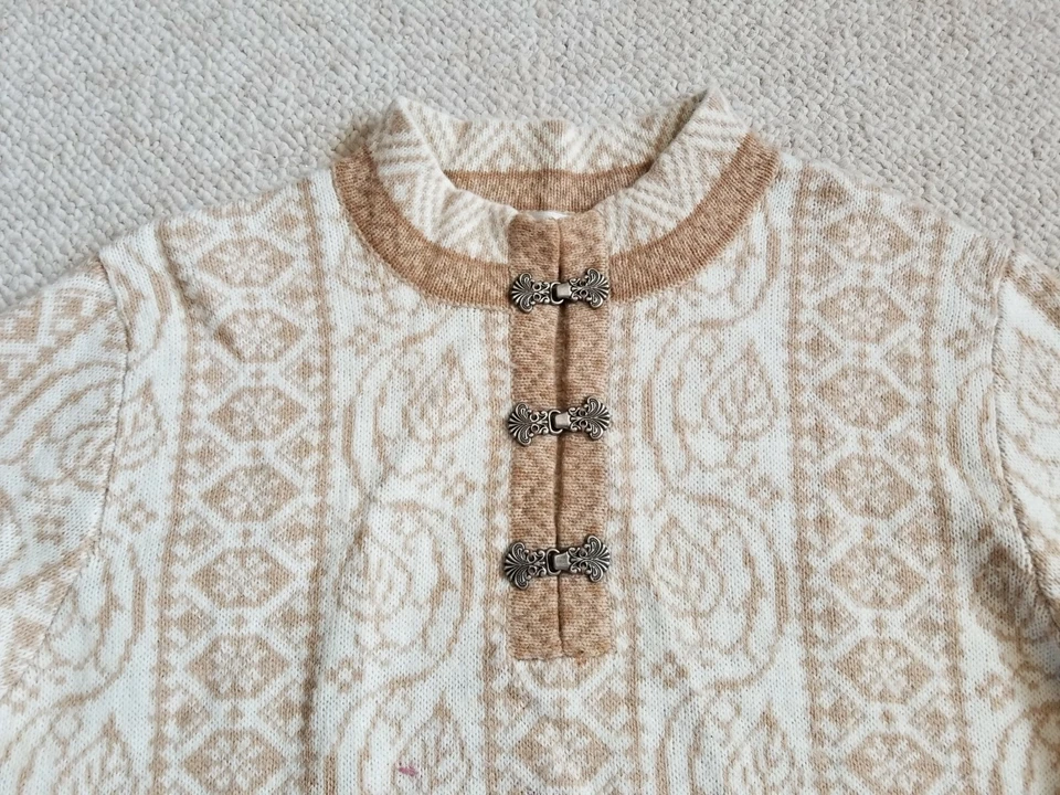 Suéter feminino-PRESWICK & MOORE-creme/marrom nórdico Fair Isle fecho pulôver ls-G - Imagem 3 de 4