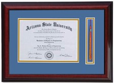 DIPLOMA FRAME WITH TASSEL HOLDER BRANDY/BLUE 8x6,7x9,8x10,8.5x11,10x13,11x14 RC