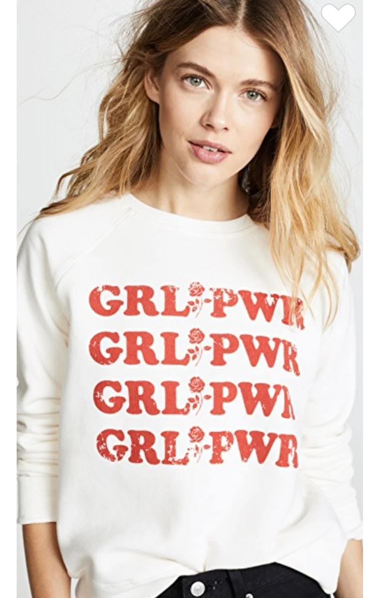 Rebecca Minkoff XS NWT 88 Girl Power Sweatshirt White Red long sleeve Crewneck