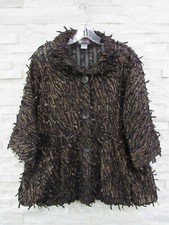 New Damee Black & Brown Metallic Semi Sheer Fringe Art-to-wear Jacket Xl