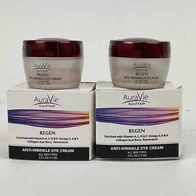 Set of 2 Auravie Regen Anti-wrinkle Eye Cream 0.5fl.oz New Sealed