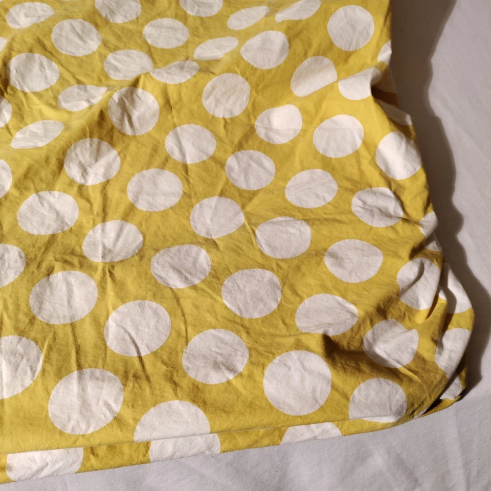The Land Of Nod Fitted Crib Sheet Yellow w/ White Polka Dots #2 CRYE Peep Dot - Image 2 of 4