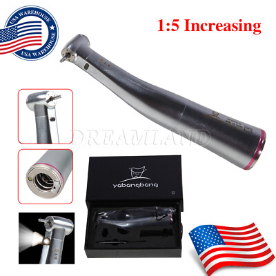 Dental 1:5 Increase Speed Fiber Optic LED Contra Angle Fit NSK E-type Handpiece