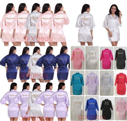 Personalized Wedding Robe Bridesmaid Bride Mother Dressing Gown Satin Silk New - Picture 1 of 10