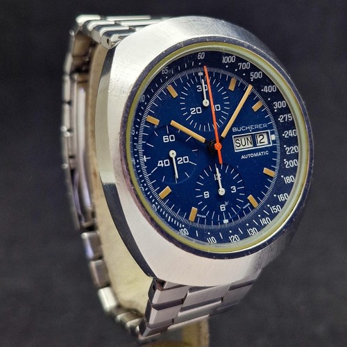 Bucherer 7000 Chronograph Valjoux 7750 - Beautiful Blue Dial - Amazing Patina