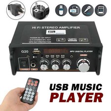 Digital bluetooth Audio Power Amplifier Stereo Amp Remote DC/AC Music Player USB