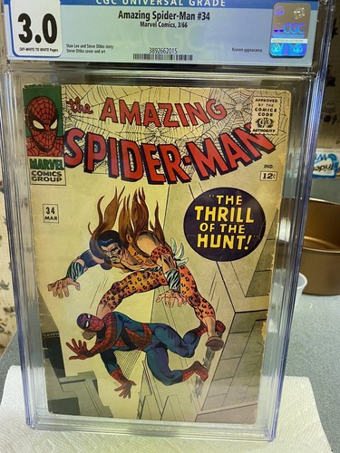 The Amazing Spider-man #34 CGC 3.0..EARLY KRAVEN..The Thrill Of The Hunt!