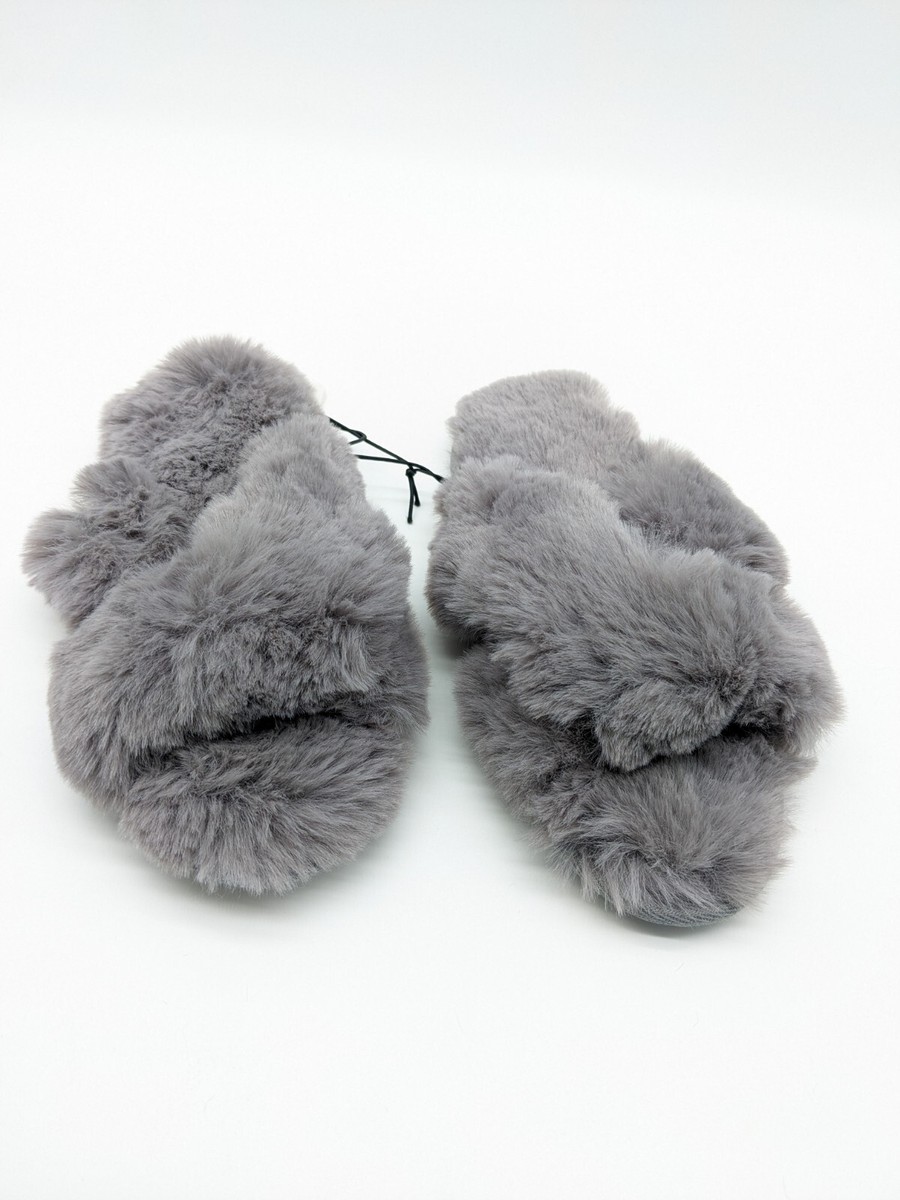 【SCENERITY】Cross slippers JENNI Intimates faux fur crossband open-toe slide slippers