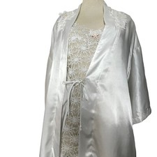vintage California Dynasty Satin Sheer Nightgown 80s ivory L Wedding