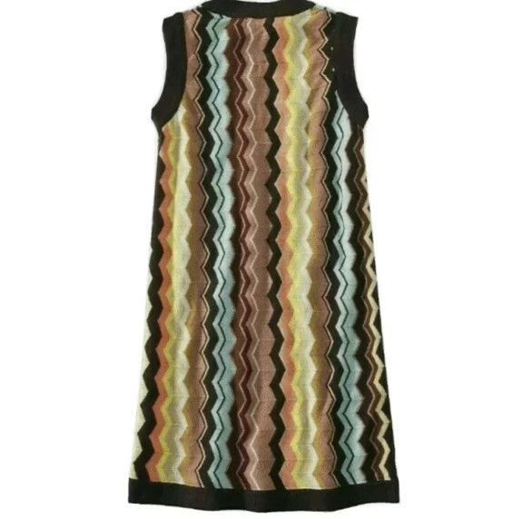 Vestido Suéter Missoni Niñas Multicolor Zig Zag Chevron Rayas Nuevo sin Etiquetas Marrón XL Foto 3 de 4