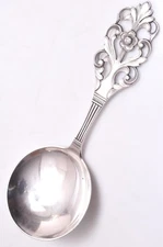 Antique Norway Thorvald Marthinsen 830S Silver Large Spoon Viking Rose 6 3/4"