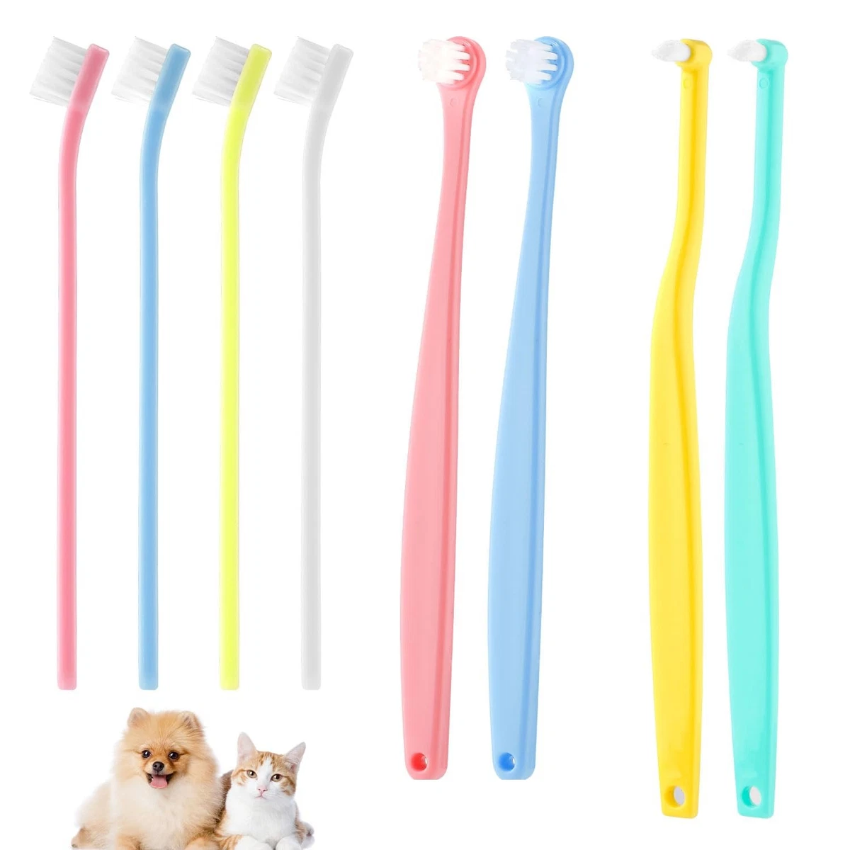 8pcs Pet Toothbrush Set Micro Brush Heads for Cats & Dogs – Colour 1
