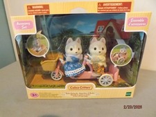 Calico Critters Tandem Cycling Set--Husky Sister & Brother NEW