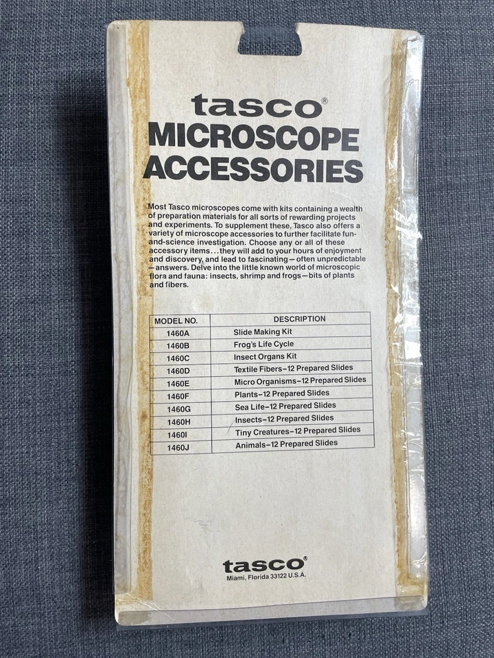 АНТИКВАРНЫЙ МИКРОСКОП СЛАЙДЫ TASCO ЛОТ 12 ЖИВОТНЫХ #1460J ОРИГИНАЛ УПАКОВКА ЯРЛЫК ЯПОНИЯ 1980 - Изображение 3 из 3