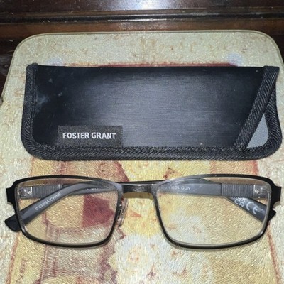 Foster Grant Ti-TECH Ti Titanium Square Bifocal Reading Glasses Black +2.00