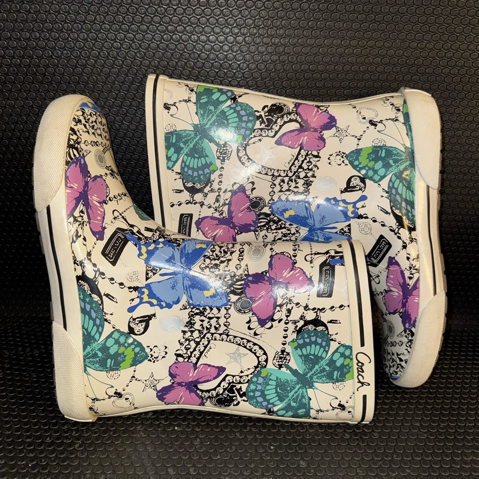 蔻驰退役 Ursula 蝴蝶 Y2K 橡胶雨靴 靴子 女式 尺码 7B — 第 4/4 张图片