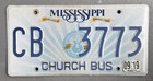 MS Church Bus License Plate Mississippi Birth Place Of Amer Music Lic CB 3773 — photo 1