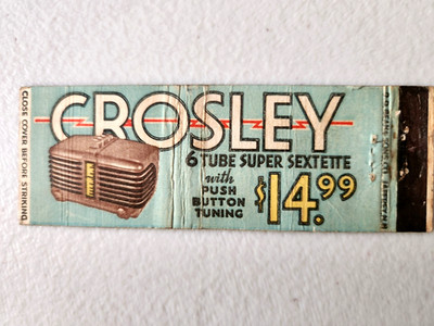 Crosley Radio Full Length Matchbook Cover.