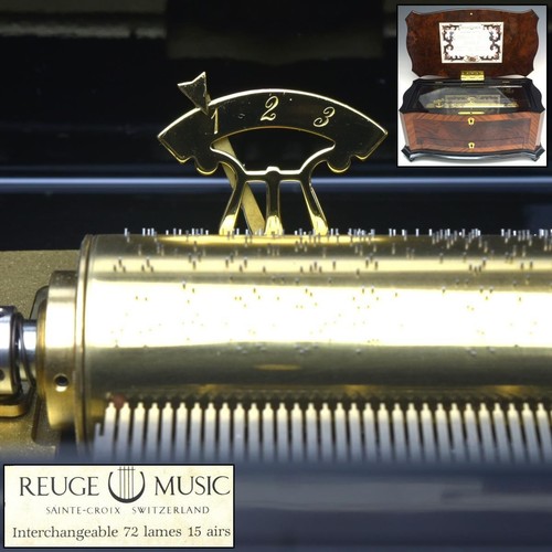 REUGE Inlaid case 72 valves 5 cylinders 15 songs Music Box Authentic FromJapan - Picture 10 of 10