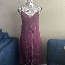 To The Max Vintage Silk Metallic Gold Dress Empire Waist Eggplant Whimsy Fairy 6
