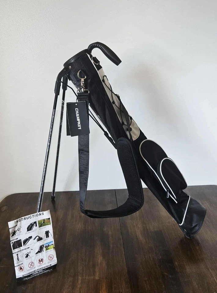 Bolsa de transporte ligera con soporte de golf con divisores superiores de 6 vías y 8 bolsillos capucha para lluvia Foto 3 de 3