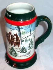 1991 AB ANHEUSER BUSCH BUDWEISER HOLIDAY CHRISTMAS CLYDESDALE BEER STEIN MUG