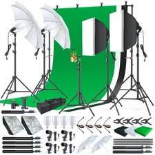 Lincostore Photo Video Studio Light Kit AM169 - Including 3 Color Backdrops (...
