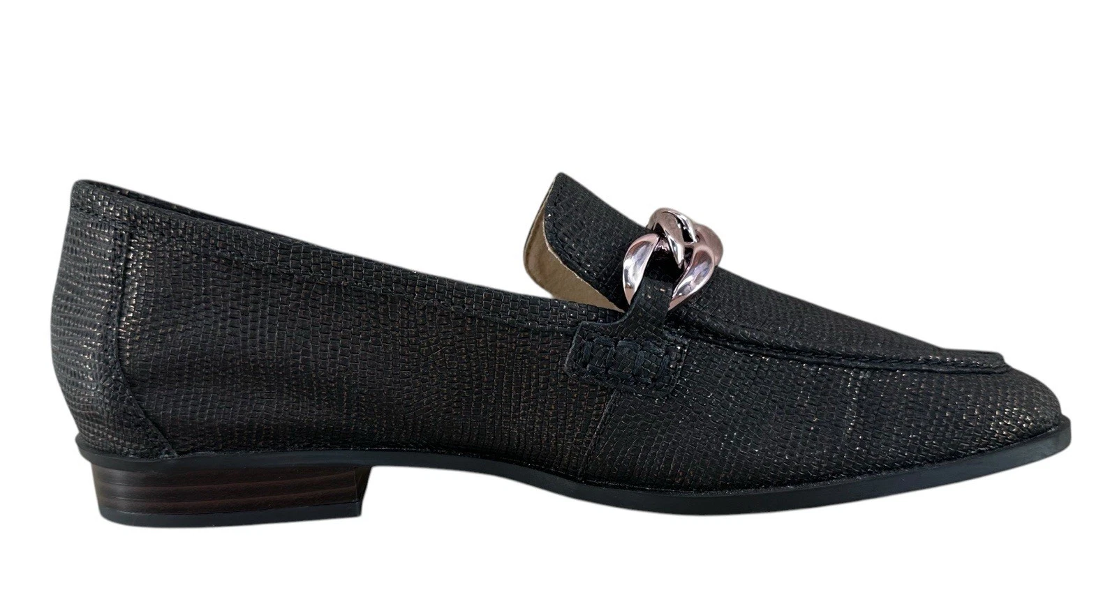 Mocassino donna Clarks Sarafyna Iris elegante nero pelle brillante taglia 9M pull on