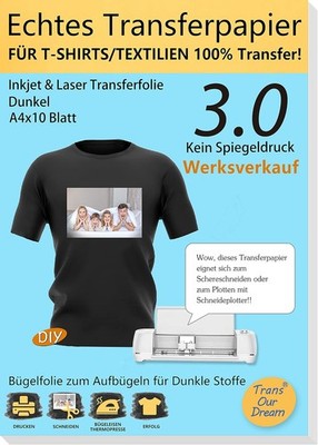 TransOurDream A4X10 (Weisse Folie)+1 A3 Silikonpapier,Echte Inkjet/Laser