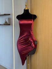 Lulus Burgundy Satin Draped Bodycon Midi Slip Dress | Luxe Muse