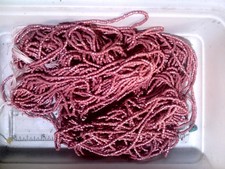 VTG 5 HANKS MATTE OPAQUE PINK 2 CUT HEX GLASS SEED BEADS 10/0 062212f CLOSE OUT