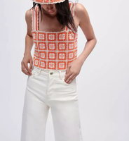 Maje Top Orange Gr. 36 FR / S Damen Stricktop ÄRmellos Tank Top MFPTO00775