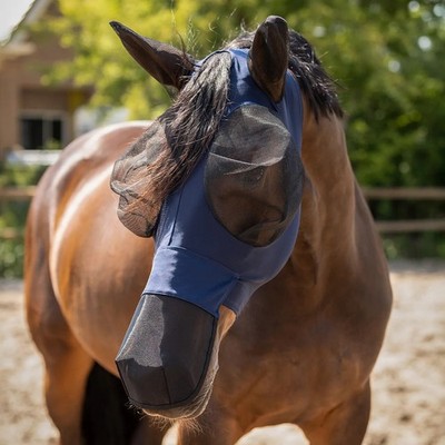 Super Bug Fliegenhaube mit Nasenschutz, Ohren und Haaröffnung Shetty bis XL-Full