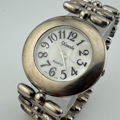Vintage Xanadu Quartz Watch UNISEX Silver Easy Read MOP Analog New Battery 7.5''