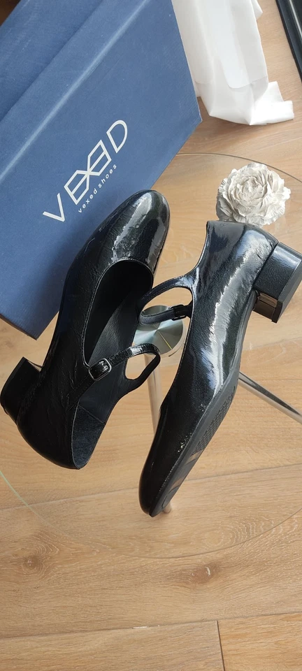 Vexed Shoes Black Patent Leather Mary Jane Heels Classic Design Size EU40 - Imagen 4 de 4