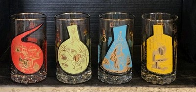 Roerig Pfizer Pharmaceutical Promo Glasses Set of 4 Mid Century Modern
