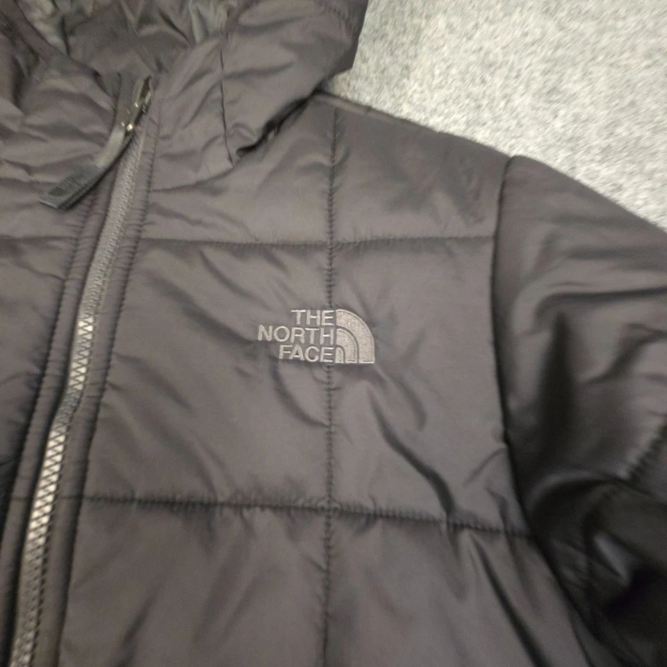 North Face Jacket kids MEDIUM Black Puffer Long Sleeve Hooded reversible Size M - Image 2 of 4