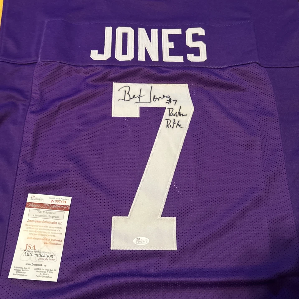 Bert Jones Signed Jersey LSU Tigers Colts JSA Ruston Rifle Nickname Inscription - Image 3 of 4