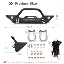 Front Bumper For Jeep Wrangler JK Unlimited  2007-2018 with LED Work Lights