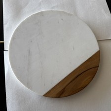 Anolon Pantryware White Marble And Teakwood Serving Board 10 Inch