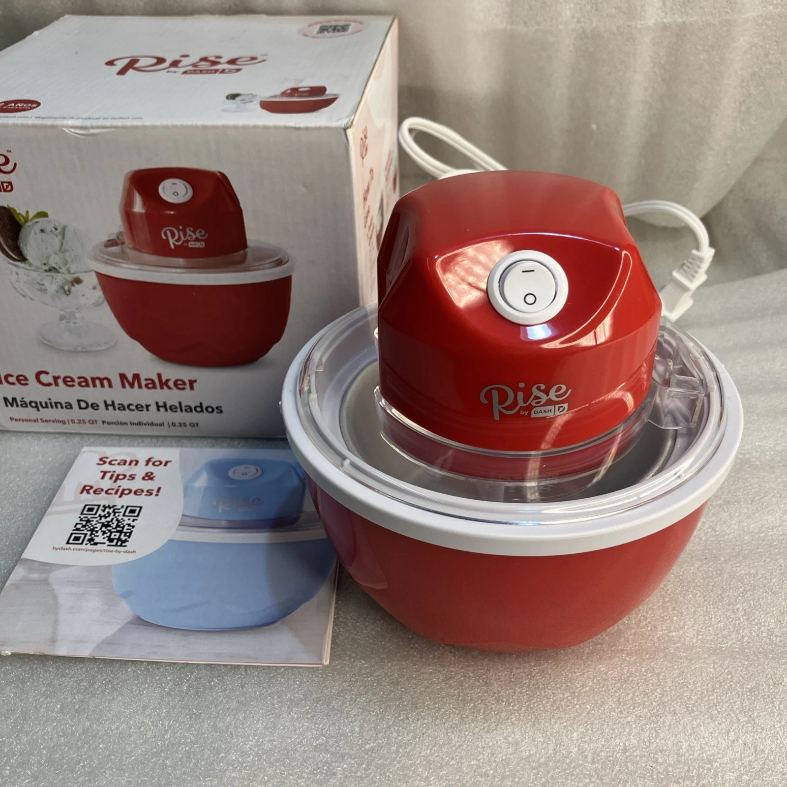 Rise by Dash Personal Ice Cream Maker 0.25 Qt Red One-Touch Frozen Desserts
Opens in a new window or